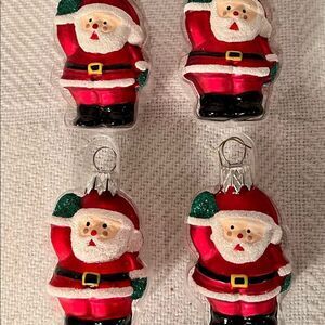 Vintage Blown Glass Ornaments Set of 4 Santa Claus NOS EVC No Box.